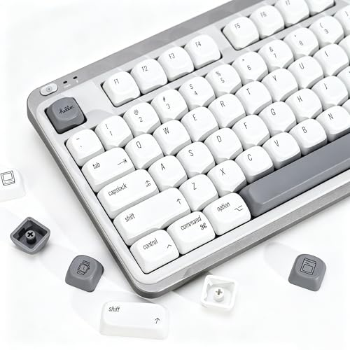 YMKPVR KBDiy for MAC Style KOA Profile Keycaps 60 Percent,Dye-Sublimation PBT White Custom Keyboard Keycap,138 Keys Cap Set for Cherry Gateron MX Switches Mechanical Keyboards