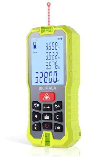 Laser Distance Measuring Tool, 100M/328ft Laser Measure, ±2mm Accuracy Laser Distance Meters with Backlit LCD, Measuring Distance, Area, Volume, Pythagorean Mode for Indoor/Outdoor Use(Red Laser)