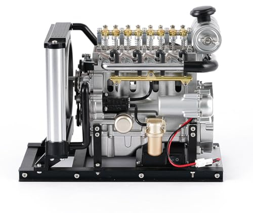 BuildCubes 1/10 Verbrennungsmotor Bausatz, DIY Mini Metall Motormodell, OHV Reihen 4-Zylinder Dieselmotor Motor Modellbausatz mit Kühlsystem Lernspielzeug Geschenke für Erwachsene