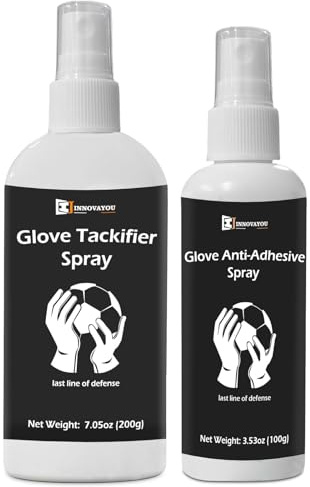 INNOVAYOU Grip Spray Torwarthandschuhe Paket, Grip Spray 200ml und Handschuh Anti-Klebstoff Spray 100ml, Anti Rutsch Spray Verbesserte Griffkraft und Viskosität, Geeignet für Fußball Torwart Sport
