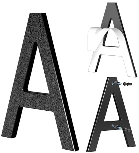 Yafimea 15 cm Hausnummer Schwarz, Große Hausnummer aus Kunststoff mit Klebe- oder Schraubmontage, Wetterfest für Außenbereich, 3D Floating-Effekt für Wand oder Zaun (A)