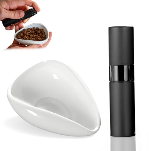 Coffee Dosing Cup Set ， Coffee Bean Ceramic Dosing Tray and Spray Bottle Small Narrow Mouth Loose Leaf Tea Spoon Dosing Scoop and Cup for Tea Coffee Beans Home Coffee Bar Teahouse