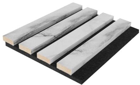 Vente-unique - Panneau mural acoustique - Effet marbre blanc - Pack de 3,12 m² - Lot de 2 pièces - PENCIA