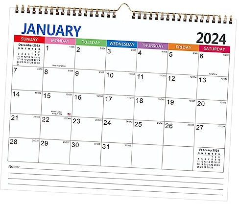 jojofuny Jahreswandkalender Mit Feiertagsanzeige Monatskalender Zum Aufhängen Für Zuhause Und Büro Stabiler Terminkalender Mit Hängeoption Und Platz Für Notizen