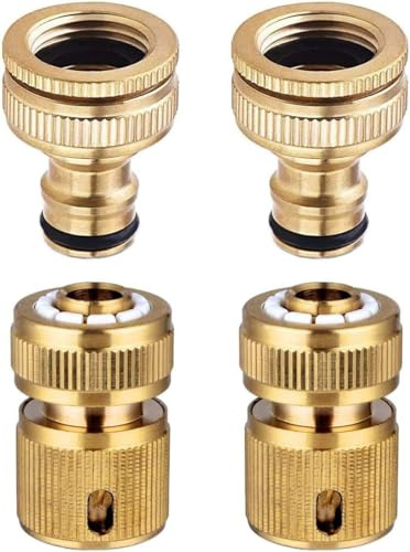 Connettore per tubo da giardino, connettore per rubinetto in ottone massiccio, connettore per rubinetto 2 in 1 da 1/2 pollici e 3/4 pollici, raccordi per tubo da giardino a connessione rapida