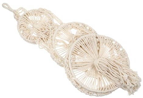 VICASKY 3-layer Macrame Hanging Plant Basket Beige Foldable Decorative Flower Pot Hanger Suitable for Indoor and Outdoor Use