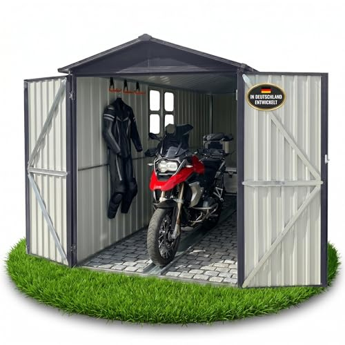 Albatros Motorradgarage RAL7016 | 169x296x191cm, abschließbar, wetterfest | Motorrad Unterstellplatz & Bike Garage, verzinktes Metall Anthrazit, robust, langlebig, für Motorrad, Roller, Quad & E-Bike