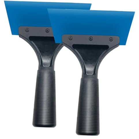 UTHCLO 2 Pezzi Raschietto per Pellicola Auto in Pelle di Bue e Plastica Blu, Strumento Facile da Usare per Pulizia Vetri e Rimozione Neve Dai Veicoli