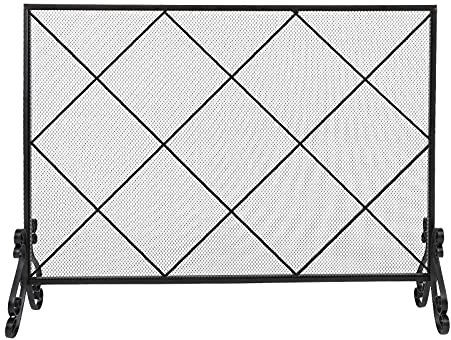 CCKUYT Pare-feu de cheminée, Grille décorative en Fer, Grande Taille, 105 x 22,5 x 81,5 cm, Protection de cheminée.