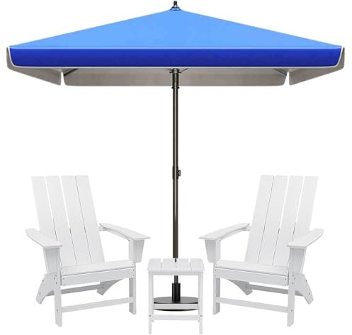 YHDMDQ 200x200/250x250cm Parasol De Marché De Table Carré, 180x220/220x280cm Parasol De Jardin De Patio Rectangulaire, Grand Parasol De Balcon De Terrasse Hauteur Réglable(Blue,2x2m/6.5x6.5ft)