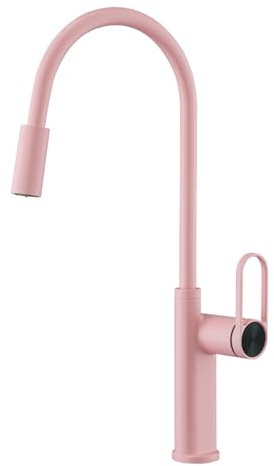 SWHC Wasserhahn Küche rosa,Hochdruck Küchenarmatur,2 Wasserfunktionen | Mit 360° Schwenkbarem Flexiblem Auslauf, Spültischarmatur Küche, Heiß- Und Kaltwasser-Mischbatterie
