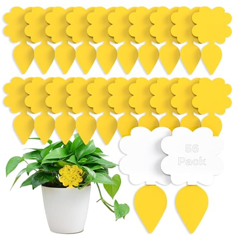 56 Pièges Jaunes Collants Non Toxiques, Super Ninja Anti Moucherons Intérieur Plantes, Anti Moucheron Terreau et Mouche de Terreau, Piège Moucherons Ultra Efficace Jusqu’à 3 Mois