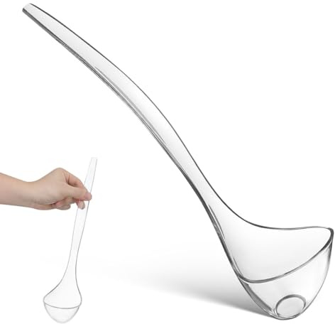 CIYODO Cazzuola trasparente durevole in policarbonato infrangibile, manico ergonomico lungo, in plastica riutilizzabile, per zuppe, salse e hot pot