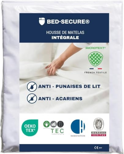 Housse Protege Matelas 140 x 190 x 25, Anti Punaise de Lit et Anti Acarien, Housse Intégrale Microtext® Protection Maximale, Tissage 1016 Fils/cm² Certifiée ISO 21326:2019 et Oeko TEX