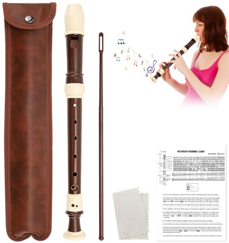 Blockflöte Flöte Instrumente für Kinder Anfänger Erwachsene 8 Loch Sopran Blockflöte Barocke Griffweise in C Blockflöten ABS Sopranblockflöte mit Reinigungsstab Grifftabelle und Lede (Braun)