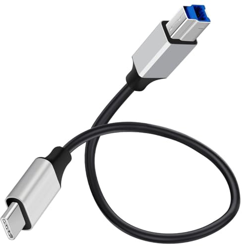 HUHANGGod Cable de impresora USB B a C, cable USB 3.0 tipo C a tipo B para escáner, discos duros externos, impresoras multifunción y estación de acoplamiento para discos duros externos (0,5 metros)