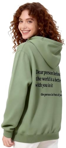 jnospne 'You Are Enough Hoodie Dear Person Behind Me Huvtröjor sweatshirt för män kvinnor tonåringar estetiska grafiska kläder, Grönt4, XL