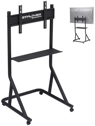 GTPLAYER Support de moniteur pour simulateur de course , réglable en hauteur avec roulettes pour téléviseurs et moniteurs de 32 à 65 pouces,support pour écran unique pour cockpit de simulation
