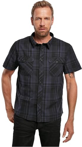 Brandit Roadstar Uomo Camicia Maniche Corte nero/rosso Regular
