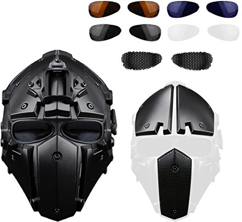 Kayheng Casco da Tatuaggio Completo a Motocicletta con Mascherina per la Caccia Paintball Military Cosplay Movie Prop