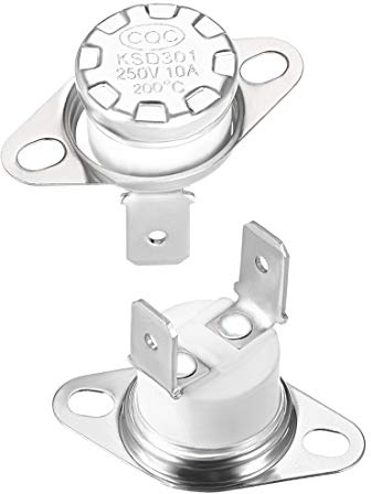sourcing map KSD301 Thermostat 200 °C/392 °F 10A Normalerweise geschlossen N.C Einstellen der Temperaturschalter mit Schnappscheibe 2 Stück