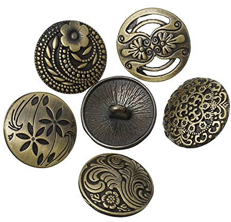 CansyY 12 Stück zufällig gemischte Metallknöpfe 23-28mm, rund im Mix, Öse 2,3-2,8mm Ösenknöpfe Mantelknöpfe Jackenknöpfe Knöpfe Nähen annähen Verschiedene Muster