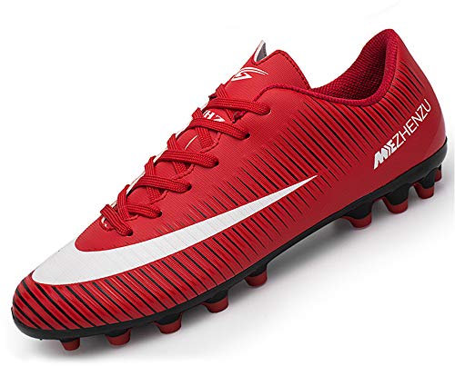 BOTEMAN Fotbollsskor för män andningsbara pojkar flickor fotbollsskor skor professionella fotbollsskor unisex, Röd, 40.5 EU