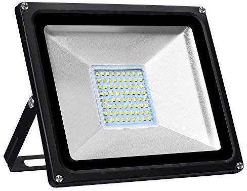 Bikuer LED Strahler,50W Warmweiß LED Scheiwerfer Superhell 5000LM Strahler Außen 3000K Fluter IP65 Wasserdicht Flutlicht Außenstrahler für Sportplatz Garage Garten Hinterhof