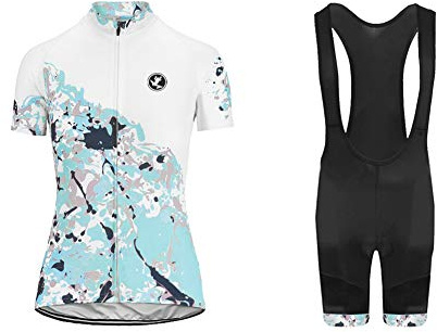 UGLY FROG Damen Kurzarm Radtrikot Set mit Jugend Rennrad Radtriktot Bid Shorts Atmungsaktiv Quick-Dry Fahrradbekleidung