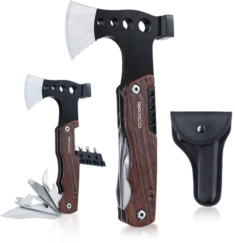Raxco Survival Axt - Multifunktionswerkzeug, Handbeil, 8-in-1, für Outdoor Camping und Männergeschenke