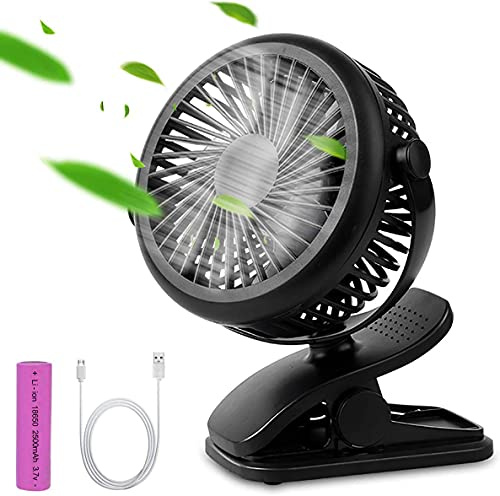 Miconi Ventilatore USB,Mini Portatile Ventilatore da Scrivania con Clip,3 Velocità,Rotazione di 360 ° Ricaricabile Ventilatore da Tavolo Silenzioso per Ufficio/Scrivania/Casa/Letto/Viaggio/Passeggino