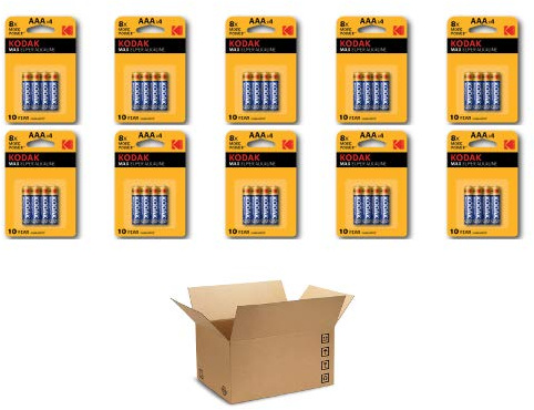 Kodak Pila Alcalina Max LR03 BL4 AAA, confezione composta da 10 blister