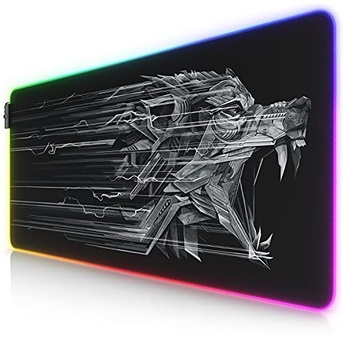 CSL-Computer – XXL RGB Gaming Mauspad – LED Schreibtischunterlage – 900 x 400 mm Übergröße – XXL Mauspad – LED Multi Color – 11 Beleuchtungsmodi – 7 LED-Farben Plus 4 Effektmodi – waschbar – Schwarz