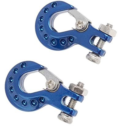 LAFEINA 2PCS RC Crawler Winch Hooks, Alloy Trailer Tow Hook for 1/10 RC Car Axial SCX10 Tamiya CC01 RC4WD D90 D110 TF2 Traxxas TRX4 Accessories (Blue)