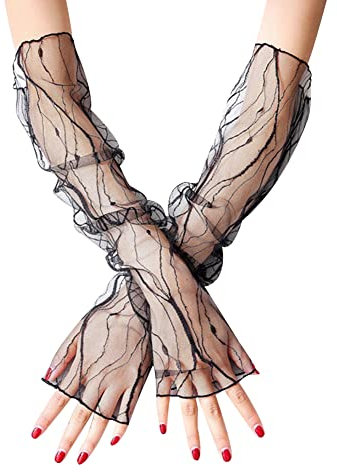 iSpchen Manicotti Da Donna Guanti Lunghi In Pizzo Manica Del Braccio Di Raffreddamento Maniche Di Protezione Solare Scaldamuscoli In Pizzo Polsino Della Gamba Guanti Da Ciclismo Guanti Gomito