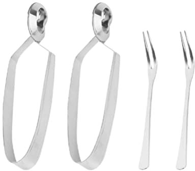 4 Piezas Vajilla De Caracol Al Horno Fork Escargot Placa De Caracol Tenazas y Tenedores Para Caracoles Pinzas Para Mariscos Pinzas Escargot Ensalada Pequeño Clip Acero Inoxidable