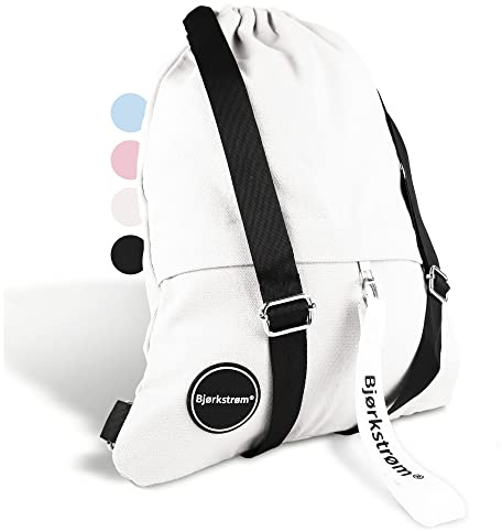 Bjørkstrøm® Sportbeutel mit Außentasche und Reißverschluß - Lifestyle Rucksack mit Verstellbar Tunnelzug - Turnbeutel - Gymsack für Damen & Herren