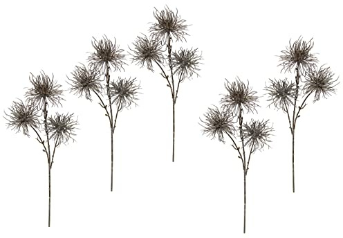 Metallic-Distelzweig Distelzweig mit Glitter Kunstzweige Deko Pflanze Edeldistel Zweig Weihnachtsdeko Einzelblume Winterblume Kunstblumen Künstliche Blumen Plastikblumen Kunstpflanze Floristik AST