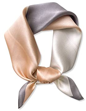 LumiSyne Seidenschal Damen Quadratischer Schal Farbnähte Geometrische Streifen Muster Satin Vierecktuch Multifunktionales Halstuch Seidentuch Paisley Bandana Kopfschmuck