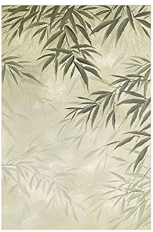 Handgemalte Acrylbilder, Retro New Chinese Style Green Bamboo Leaf Branches Abstract Modern Frameless Original Hand Painted Oil Paintings On Canvas For Family Wall Living Room Dining Room Home Art