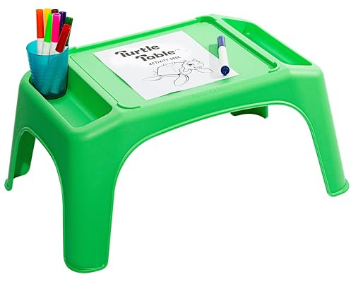 LAPGEAR Turtle Table Kids Activity Lap Desk Tray with Storage Wells for Snacks, Play, Classroom and Sensory Toys - Green - Style No. 20101