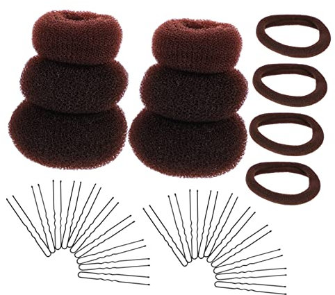 2 Sets Women's Hair Set Hair Bun Maker Kit Sponge Bun French Hair Pin Doughnut Bun Ring Styler Hair Charms for Braids Hair Styling Tools Hair Braiding Tools Blush Plastic Miss Plug