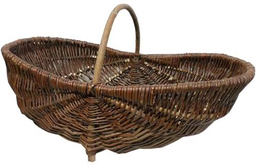 Cestino in vimini, misura M, 55 x 29 x 24 cm, ovale, scuro, 1 manico