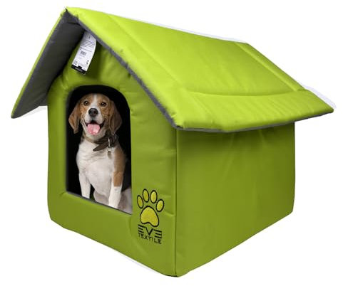 EVE Textile Hundehütte | Katzenhütte | Hundehaus | Katzenhaus | Hundehöhle | Katzenhöhle | Dog House | Cat House | Pet House | Kühlende Hütte | Atmungsaktives Haus | 45x45x45 cm (Grün)
