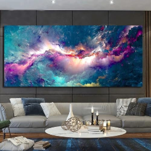 NXMYDBD Bunte Wolken, Leinwanddrucke, Poster und Drucke, abstrakte Leinwandmalerei, Wandkunst, Bilder, Wohnzimmer, Innendekoration, 70x140cm (28x55 Zoll), ungerahmt