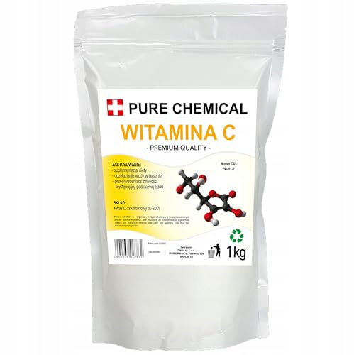CHOSA L-Ascorbinsäure 100% Reines Vitamin C Pulver für Pool Reinigung 1 kg | E300 ohne Zusatzstoffe, Feingranuliert, Eisenentfernung im Poolwasser, Präzise Dosierbar, Wiederverschließbarer Standbeutel
