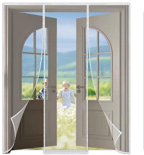 Magnetic Fly Screen Door, White 140x210cm Fly Insect Screen Door Heavy Duty Bug Mesh Curtain,Insect Protection Door No Gap - Keeps Mosquitoes Insects Out Lets Fresh Air in