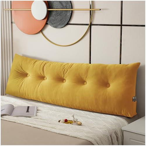 ZTGL Sleepling Rückenkissen Groß Keilkissen für Bett und Sofa, Comfortable Lendenkissen, Wandkissen, Dreieckiges Lesekissen, Integriertes Kissen,Gelb,100x40x12cm