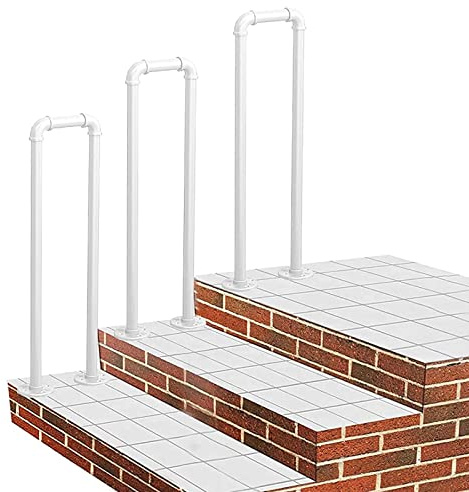 Corrimano per gradini in Cemento 3 Pezzi, ringhiera per Scale a Forma di U per gradini Esterni, ringhiere Esterne in Ferro battuto in Metallo - Kit Completo, 35-100 cm (Dimensioni : 35cm(1.1