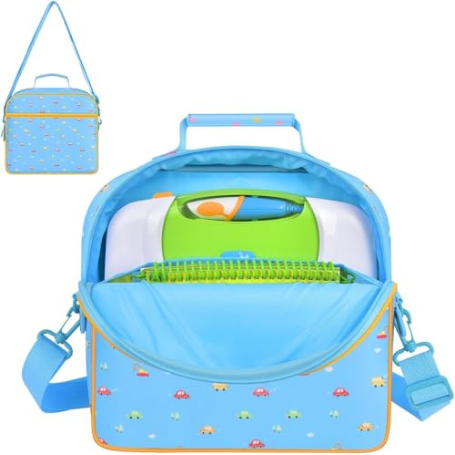 Tanmqin Tragetasche kompatibel mit dem VTech 2-in-1 Touch-Laptop, für das VTech Baby Mein 100-Wörterbuch, für den VTech Peppa Lernlaptop und zur Aufbewahrung von 3–5 Büchern (nur Hülle), Blau